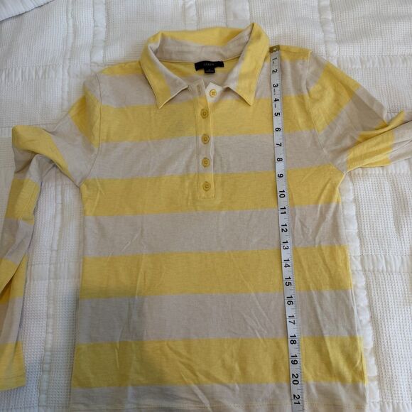 NEW J Crew Shirt Women’s Small Butter Yellow Rugby Striped Polo Knit Y2K Preppy - Picture 13 of 14